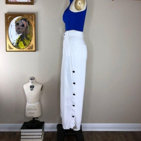 Maiyet Off White Cropped Button Pants Tuxedo Side - Picture 4 of 6
